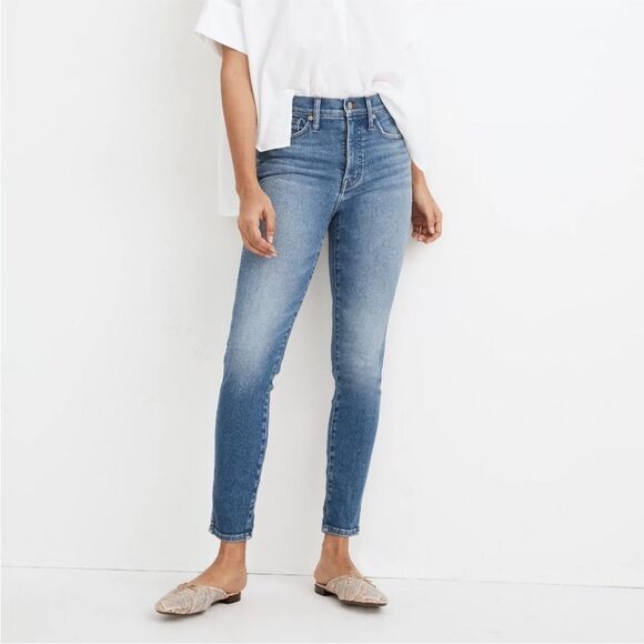 MADEWELL | 10” High Rise Skinny Crop Denim Jeans Medium Blue Women’s Size 27 (4) - Picture 2 of 15